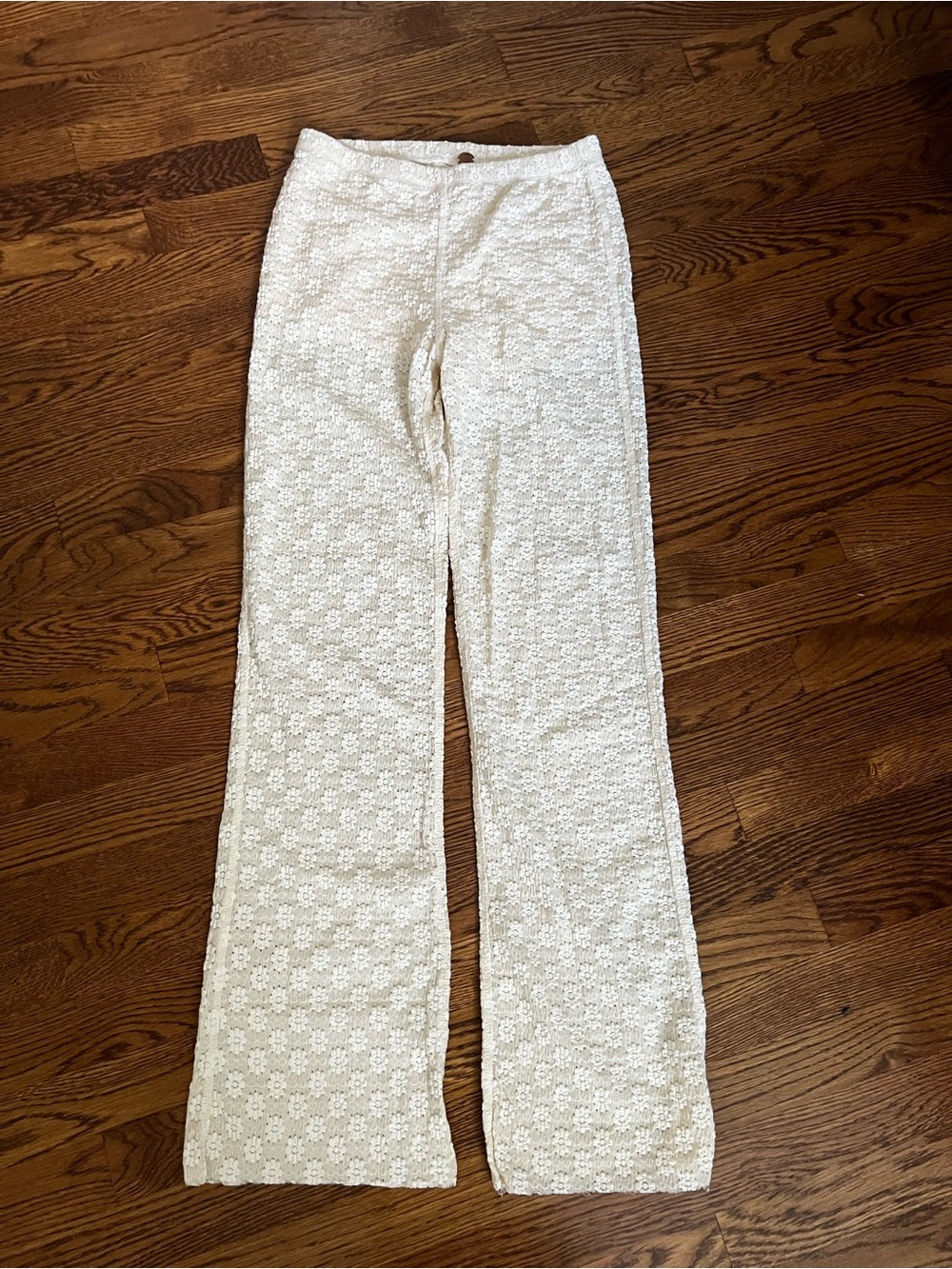 Free People Cream Lace Boot-Cut Pants